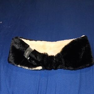 Calvin Klein Black and Cream Faux Fur Headband